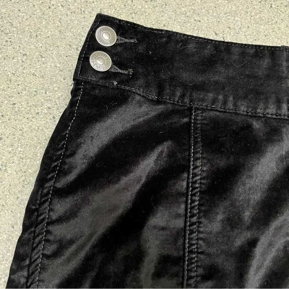 Free People Womens Black Velvet Kimora Side Button Mini Skirt Size 27
